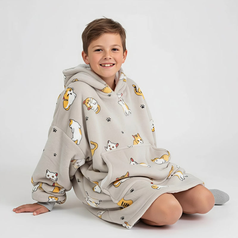 Pull Plaid Enfant Chaton