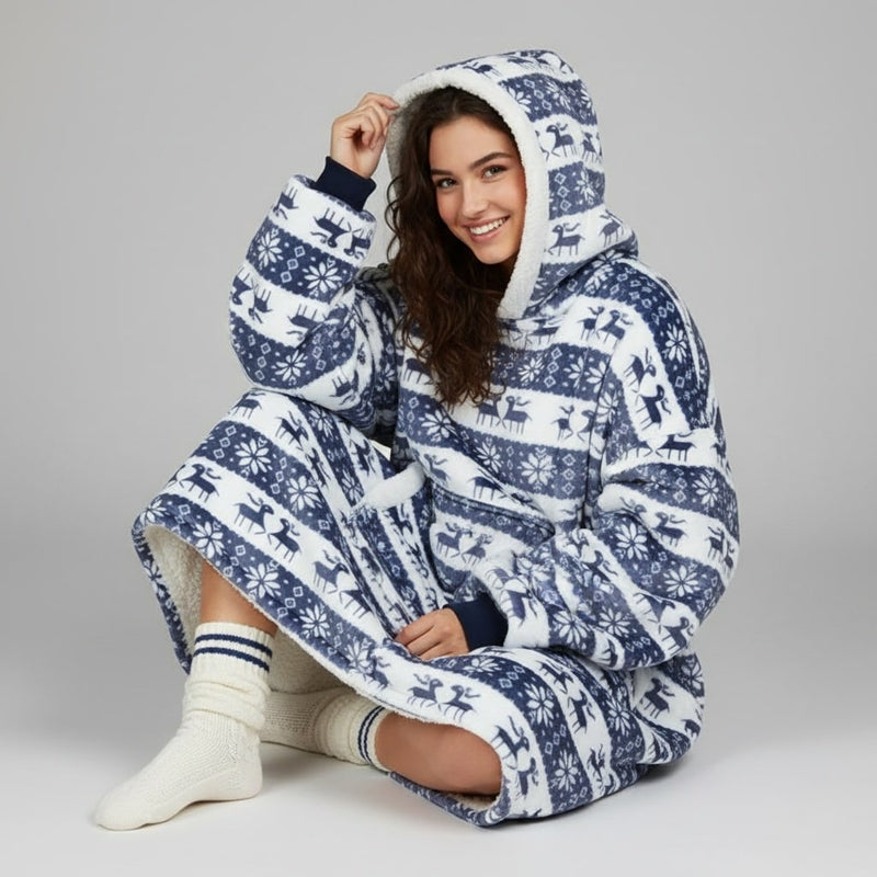 Sweat Plaid Noël Bleu